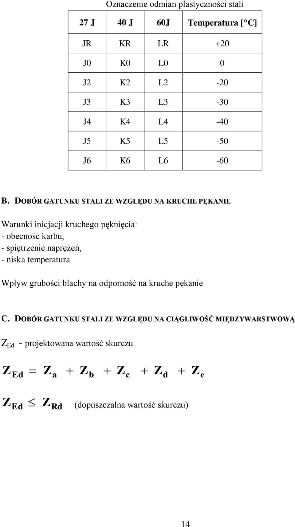 DOBÓR GATUNKU STALI ZE WZGLĘDU NA KRUCHE PĘKANIE Warunki inicjacji kruchego pęknięcia: - obecność karbu, - spiętrzenie naprężeń, -