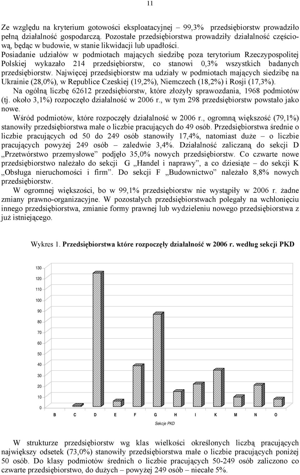 Posiadanie udziałów w podmiotach mających siedzibę poza terytorium Rzeczypospolitej Polskiej wykazało 214 przedsiębiorstw, co stanowi 0,3% wszystkich badanych przedsiębiorstw.