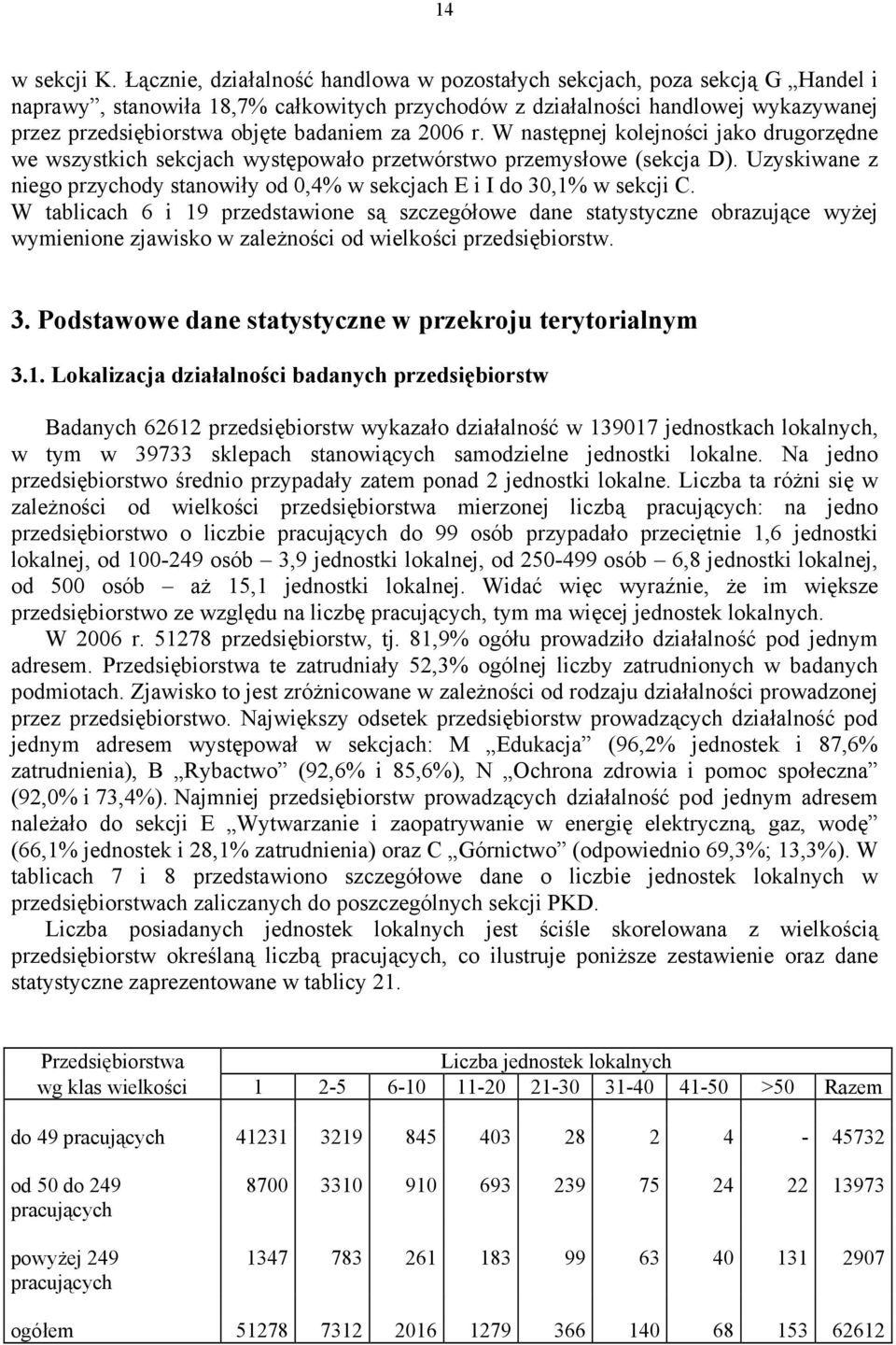 badaniem za 2006 r. W następnej kolejności jako drugorzędne we wszystkich sekcjach występowało przetwórstwo przemysłowe (sekcja D).