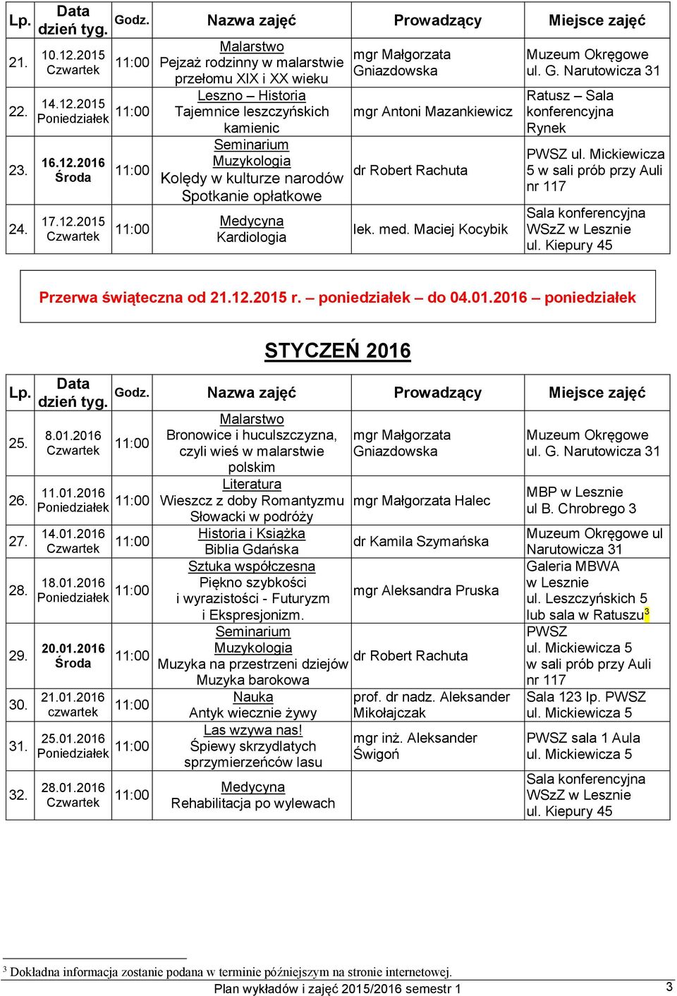 2015 Poniedziałek 16.12.