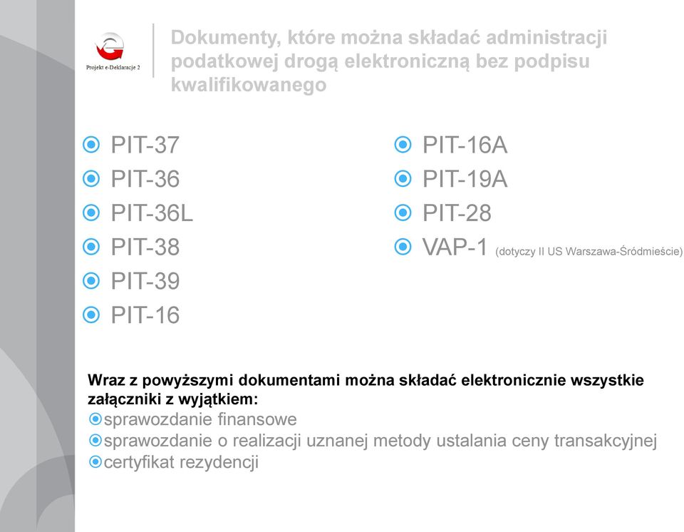 Warszawa-Śródmieście) Wraz z powyższymi dokumentami można składać elektronicznie wszystkie załączniki z