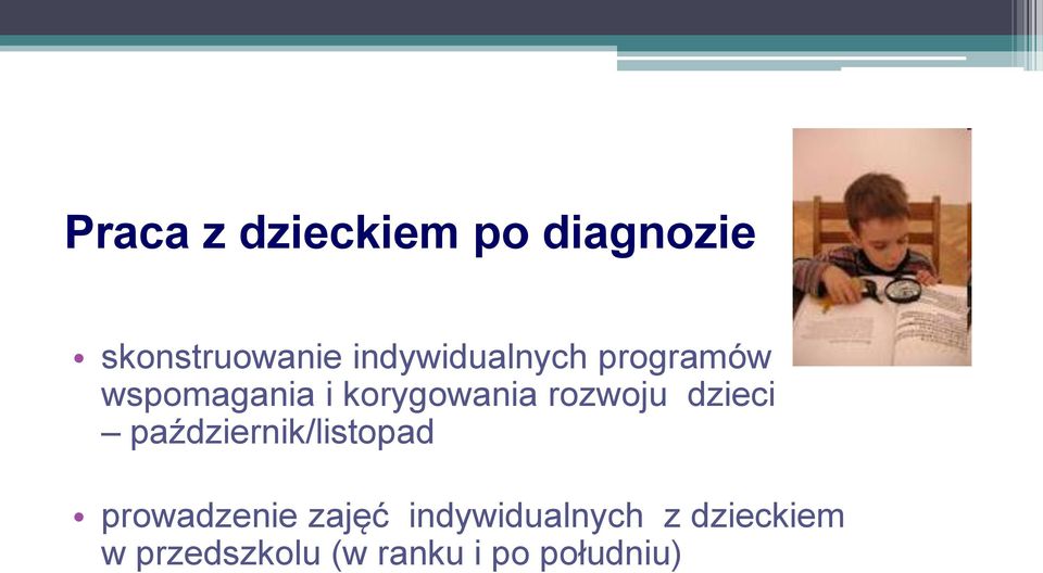 rozwoju dzieci październik/listopad prowadzenie zajęć