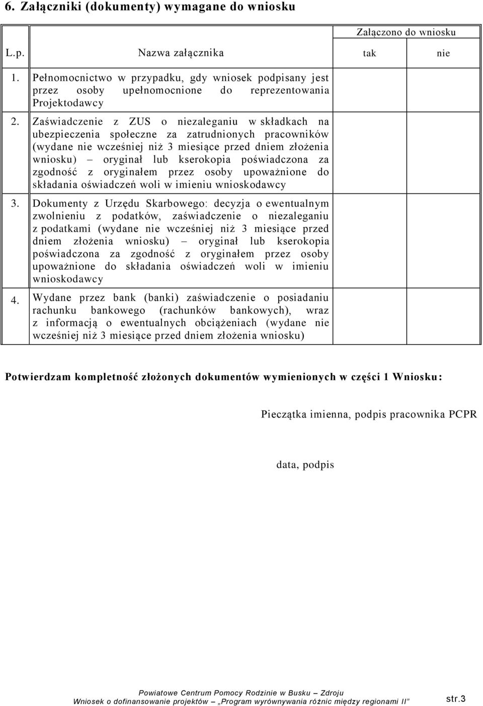 Zaświadczenie z ZUS o niezaleganiu w składkach na ubezpieczenia społeczne za zatrudnionych pracowników (wydane nie wcześniej niż 3 miesiące przed dniem złożenia wniosku) oryginał lub kserokopia