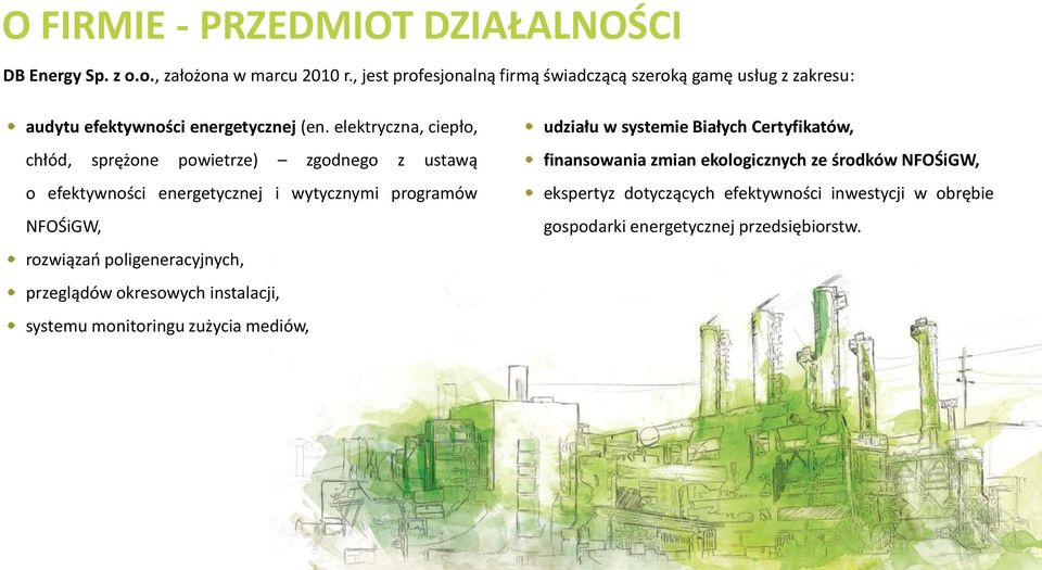 elektryczna, ciepło, chłód, sprężone powietrze) zgodnego z ustawą o efektywności energetycznej i wytycznymi programów NFOŚiGW, rozwiązań