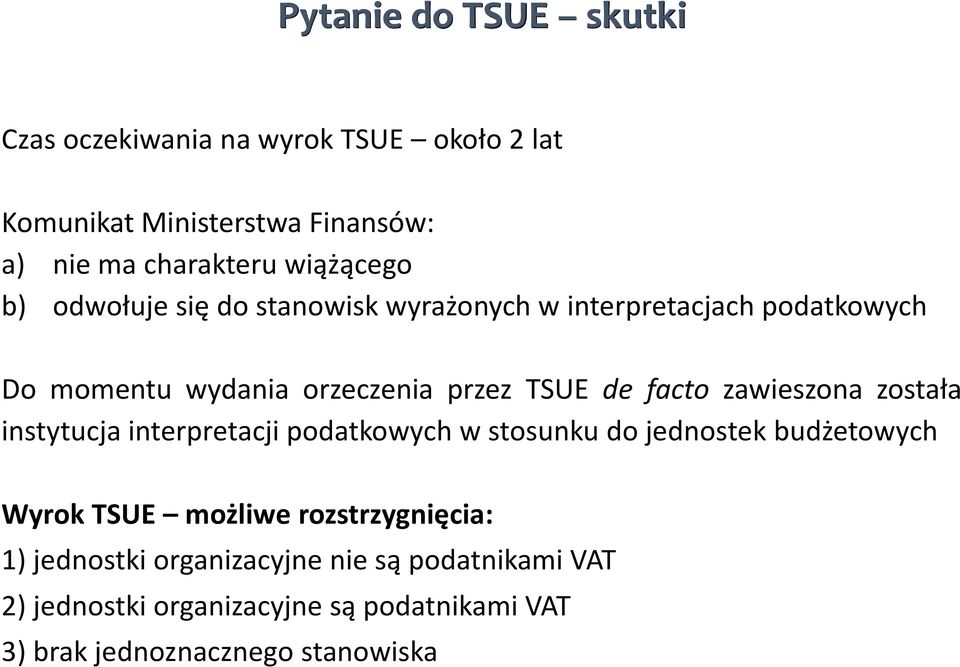 facto zawieszona została instytucja interpretacji podatkowych w stosunku do jednostek budżetowych Wyrok TSUE możliwe