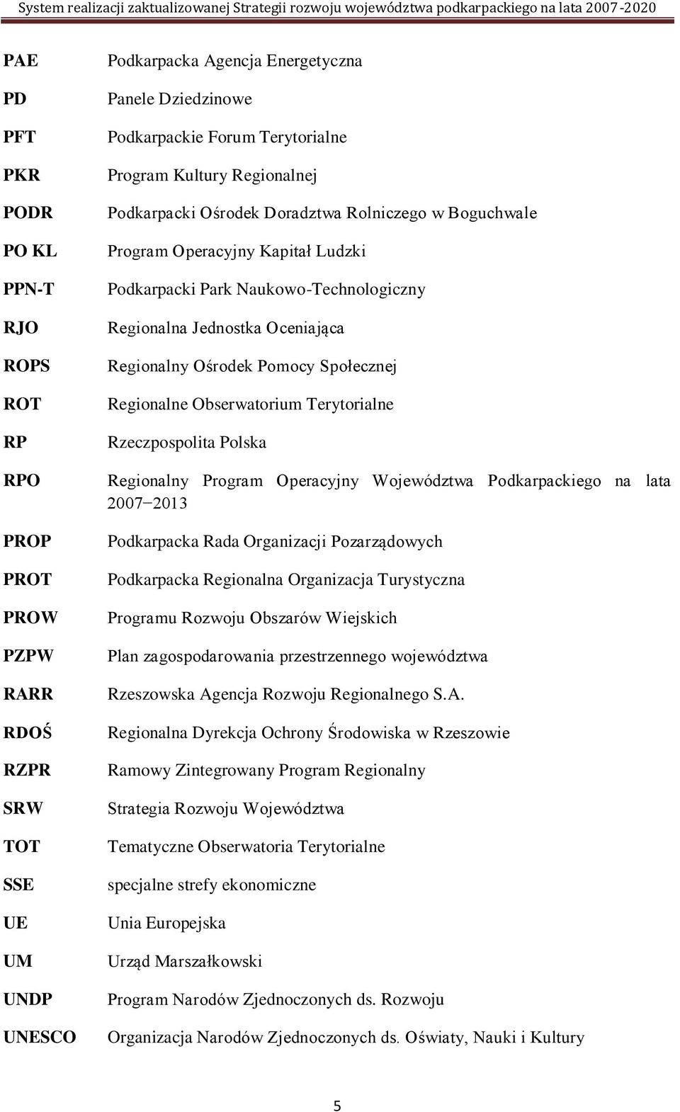 Oceniająca Regionalny Ośrodek Pomocy Społecznej Regionalne Obserwatorium Terytorialne Rzeczpospolita Polska Regionalny Program Operacyjny Województwa Podkarpackiego na lata 2007 2013 Podkarpacka Rada