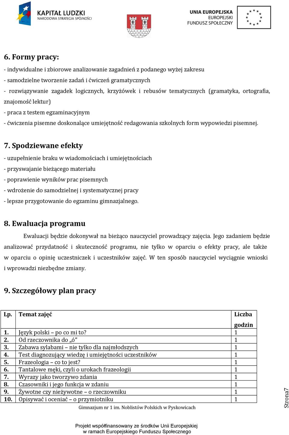 Spodziewane efekty - uzupełnienie braku w wiadomościach i umiejętnościach - przyswajanie bieżącego materiału - poprawienie wyników prac pisemnych - wdrożenie do samodzielnej i systematycznej pracy -