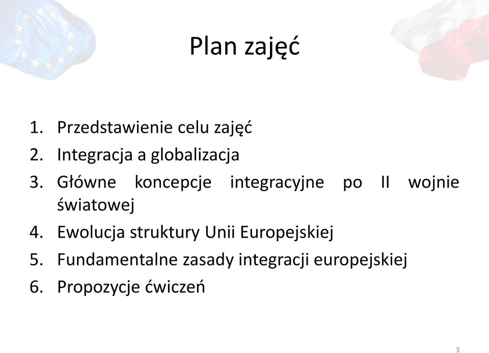 Główne koncepcje integracyjne po II wojnie światowej 4.