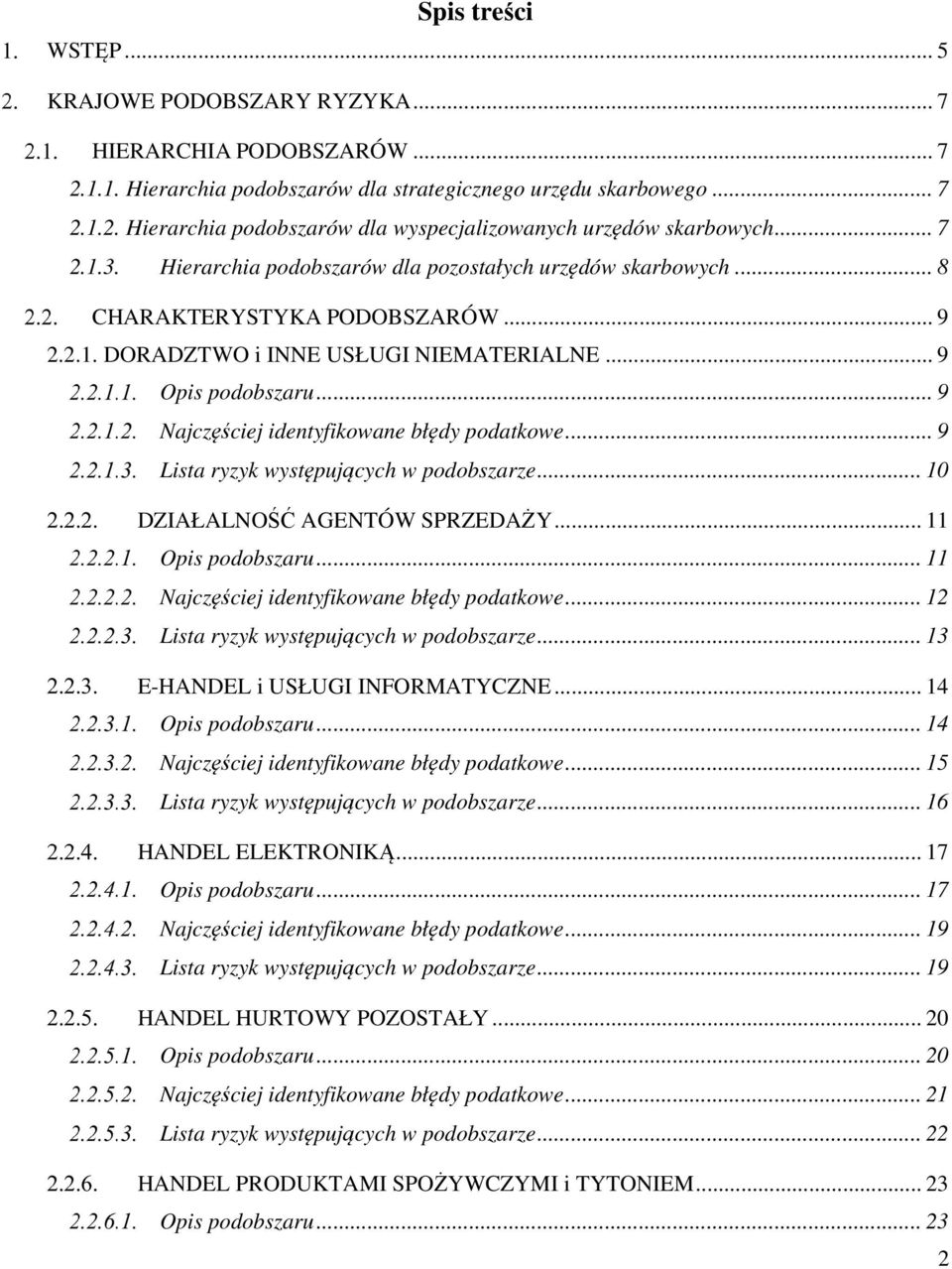 .. 9 Najczęściej identyfikowane błędy podatkowe... 9 Lista ryzyk występujących w podobszarze... 10 DZIAŁALNOŚĆ AGENTÓW SPRZEDAŻY... 11 Opis podobszaru... 11 Najczęściej identyfikowane błędy podatkowe.