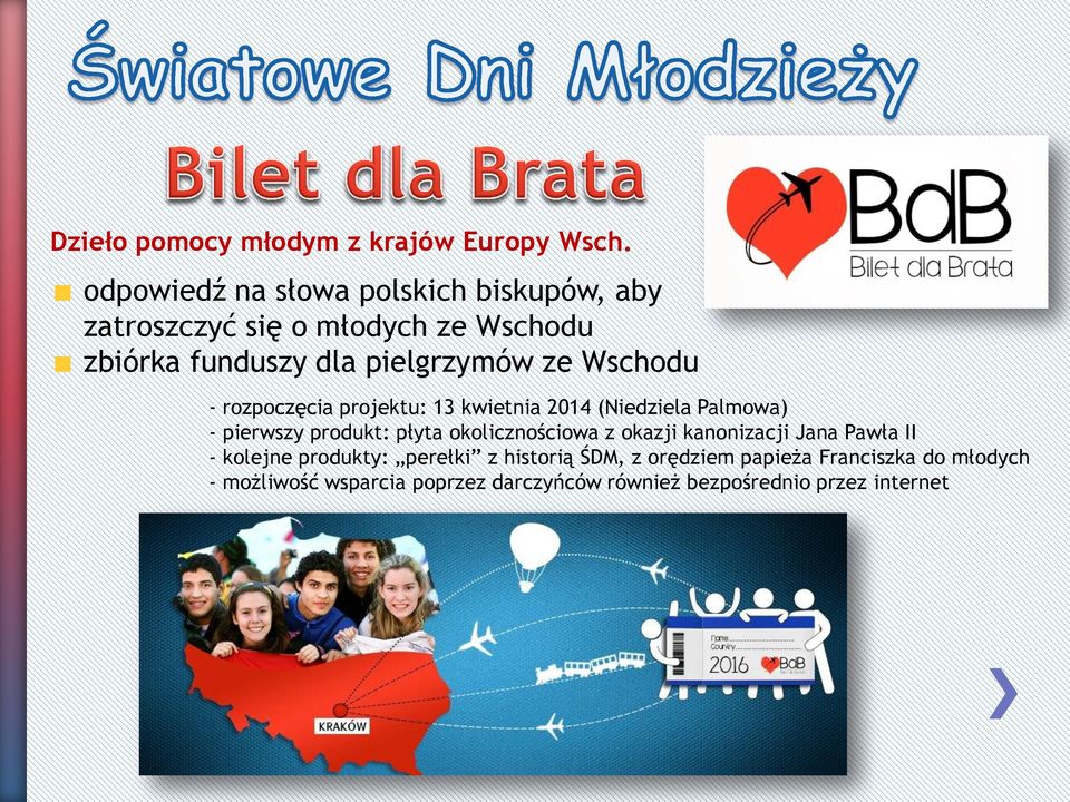 Wschodu - rozpoczęcia projektu: 13 kwietnia 2014 (Niedziela Palmowa) - pierwszy produkt: płyta okolicznościowa z