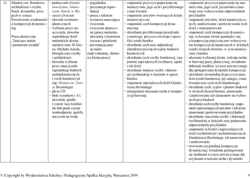 nauczyciela reprodukcje budowli architektonicznych i rzeźb barokowych (np. Ekstaza św.