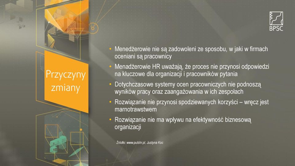 pracowniczych nie podnoszą wyników pracy oraz zaangażowania w ich zespołach Rozwiązanie nie przynosi spodziewanych