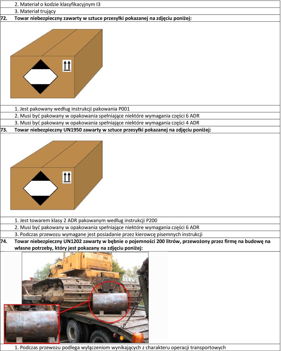 Towar niebezpieczny UN1950 zawarty w sztuce przesyłki pokazanej na zdjęciu poniżej: 1. Jest towarem klasy 2 ADR pakowanym według instrukcji P200 2.