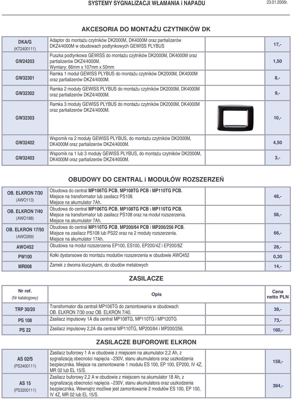 1,50 Wymiary: 66mm x 107mm x 50mm Ramka 1 moduł GEWISS PLYBUS do montau czytników DK2000M, DK4000M oraz partializerów DKZ4/4000M.