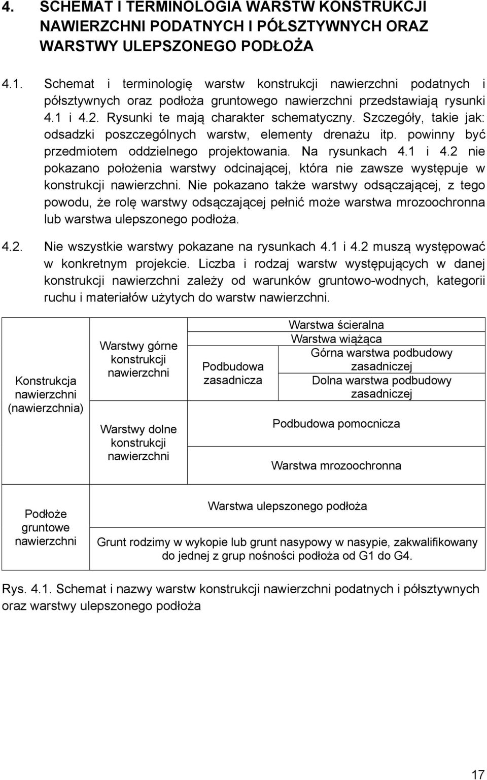 Szczegóły, takie jak: odsadzki poszczególnych warstw, elementy drenażu itp. powinny być przedmiotem oddzielnego projektowania. Na rysunkach 4.1 i 4.