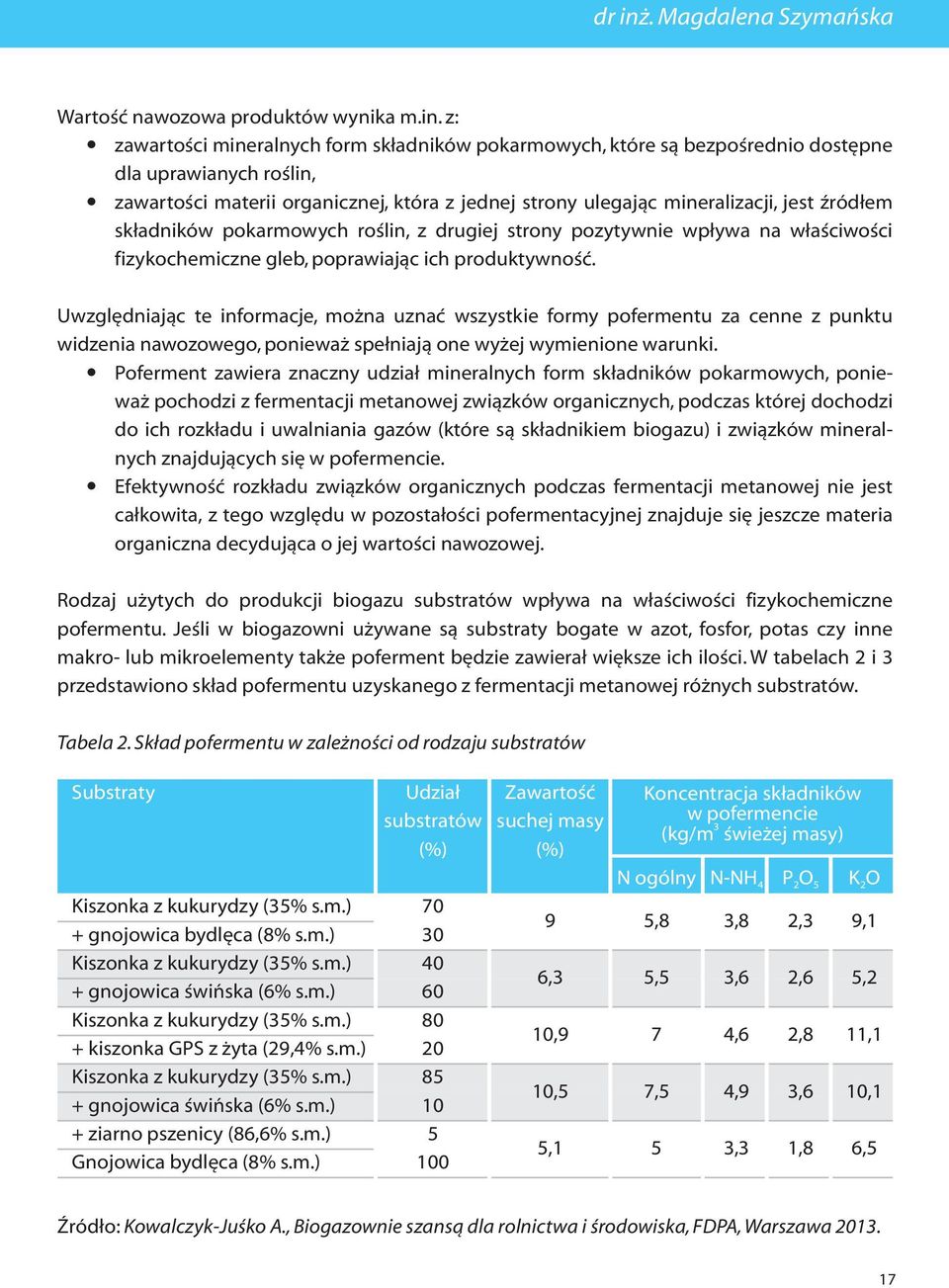 z: zawartości mineralnych form składników pokarmowych, które są bezpośrednio dostępne dla uprawianych roślin, zawartości materii organicznej, która z jednej strony ulegając mineralizacji, jest