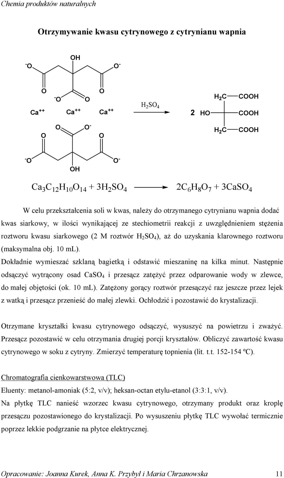 klarownego roztworu (maksymalna obj. 10 ml). Dokładnie wymieszać szklaną bagietką i odstawić mieszaninę na kilka minut.