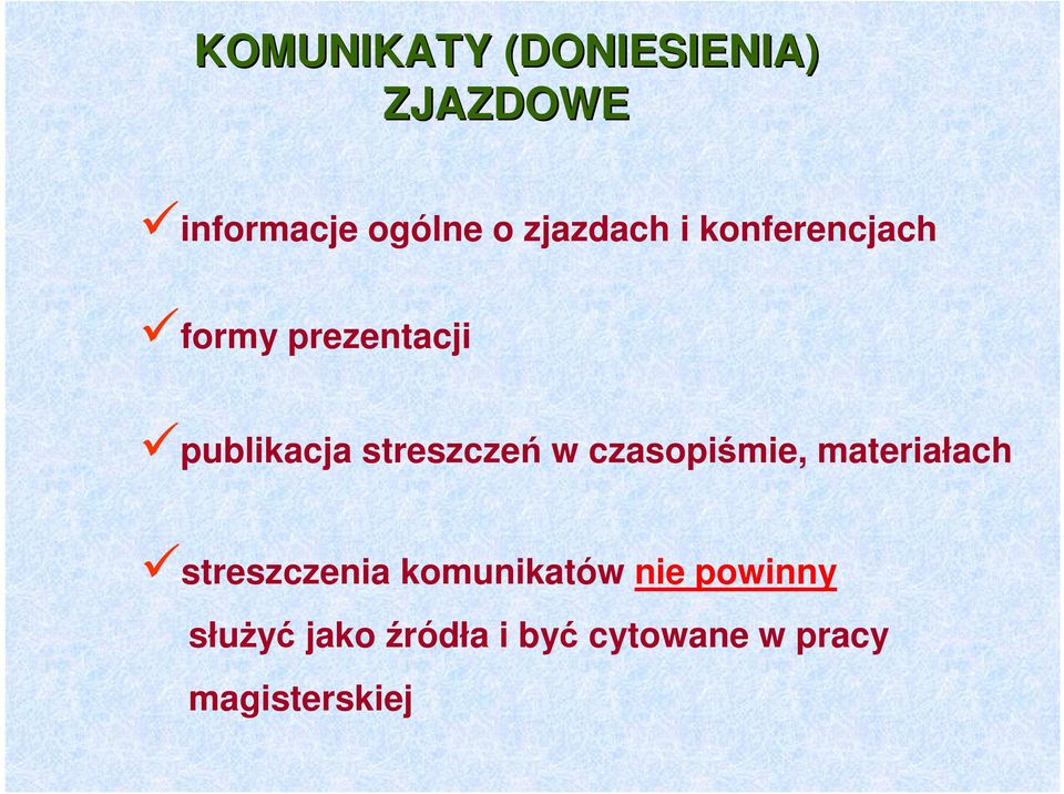 streszczeń w czasopiśmie, materiałach streszczenia