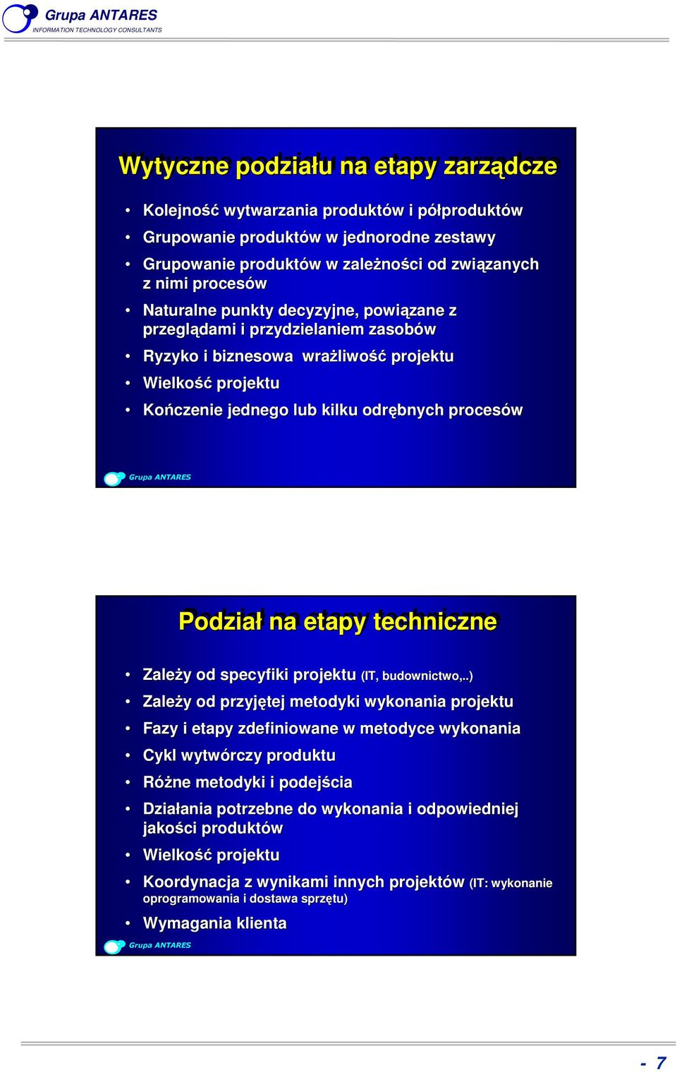 techniczne Zależy od specyfiki projektu (IT, budownictwo,.