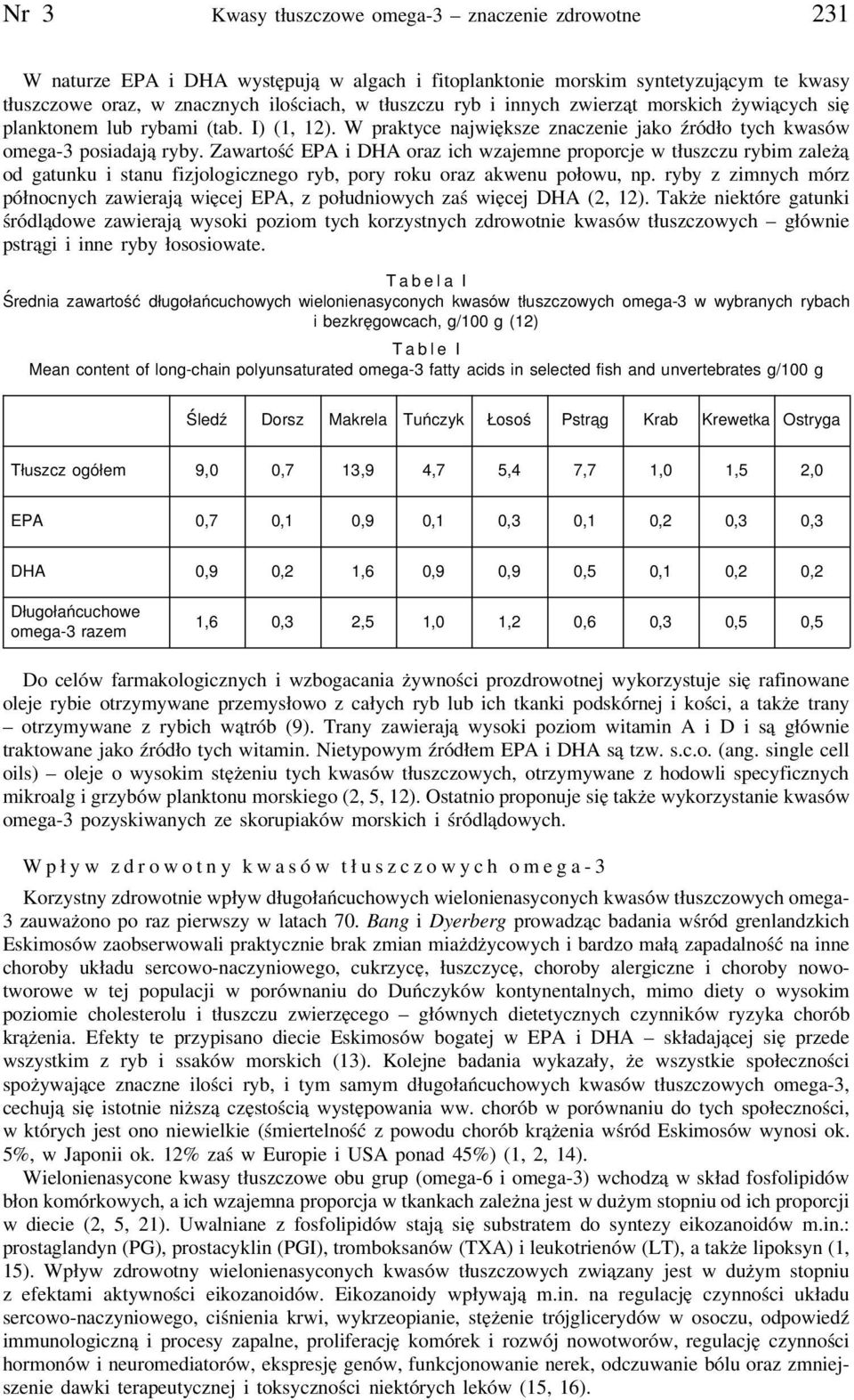 Zawartość EPA i DHA oraz ich wzajemne proporcje w tłuszczu rybim zależą od gatunku i stanu fizjologicznego ryb, pory roku oraz akwenu połowu, np.