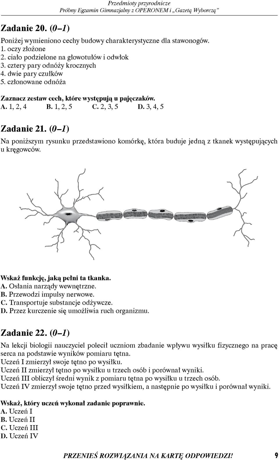 (0 1) a poniższym rysunku przedstawiono komórkę, która buduje jedną z tkanek występujących u kręgowców. Wskaż funkcję, jaką pełni ta tkanka. A. Osłania narządy wewnętrzne. B. rzewodzi impulsy nerwowe.