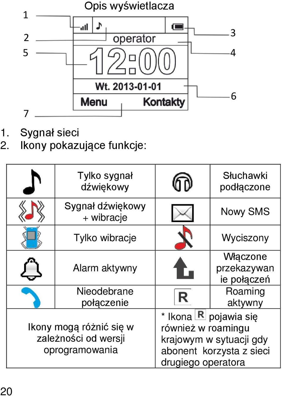 Nieodebrane połączenie Ikony mogą różnić się w zależności od wersji oprogramowania Słuchawki podłączone Nowy