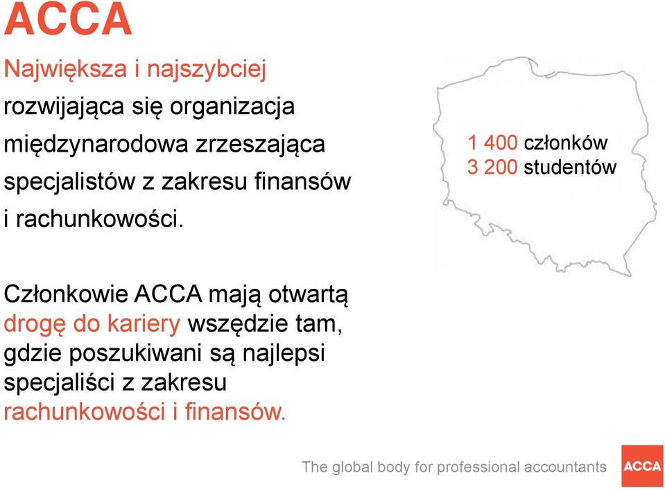 1 400 członków 3 200 studentów Członkowie ACCA mają otwartą drogę do