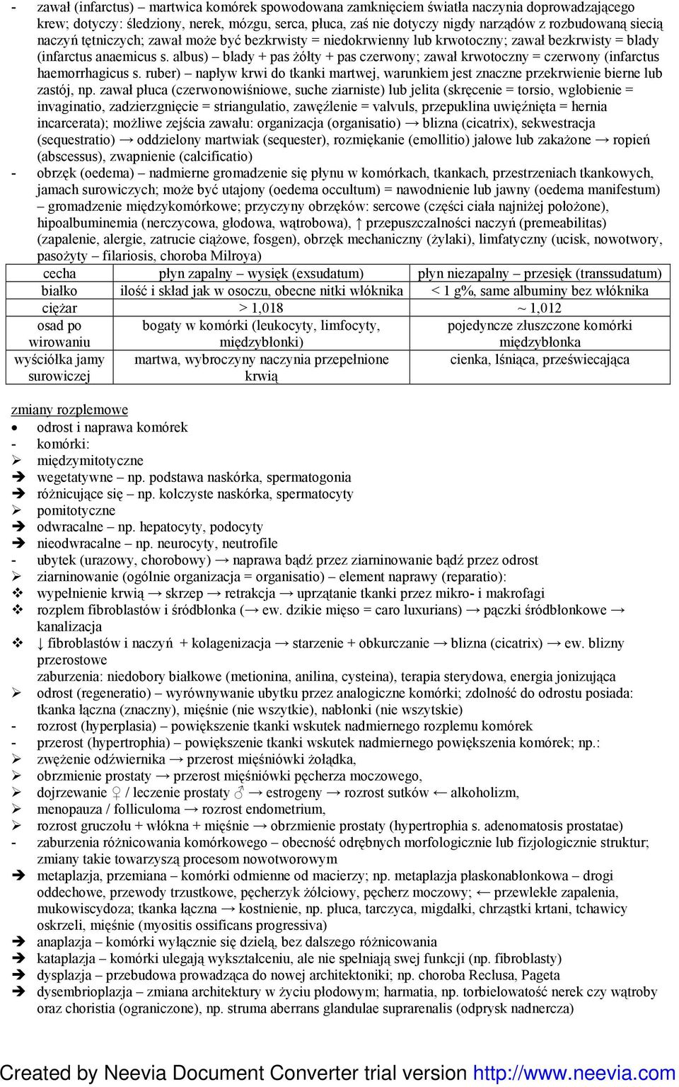 albus) blady + pas Ŝółty + pas czerwony; zawał krwotoczny = czerwony (infarctus haemorrhagicus s. ruber) napływ krwi do tkanki martwej, warunkiem jest znaczne przekrwienie bierne lub zastój, np.
