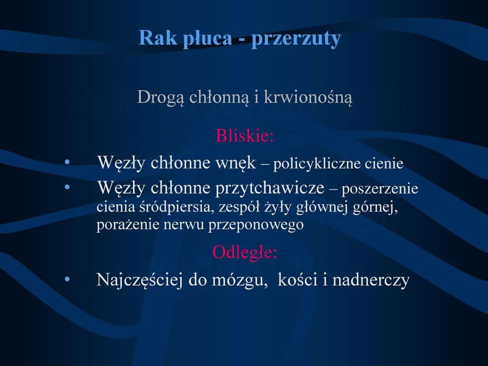 poszerzenie cienia śródpiersia, zespół żyły głównej górnej,