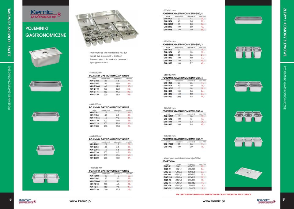 - 0x530 mm POJEMNIK GSTRONOMIZNY GN2/1 GN-2102 GN-2104 GN-210 GN-2110 GN-2115 GN-21-530x325 mm GN-1102 GN-1104 GN-110 GN-1110 GN-1115 GN-11 6,5 12,0 19,5 30,0 44,5 58,5 2,5 5,5 9,0 14,0 21,0 28,0