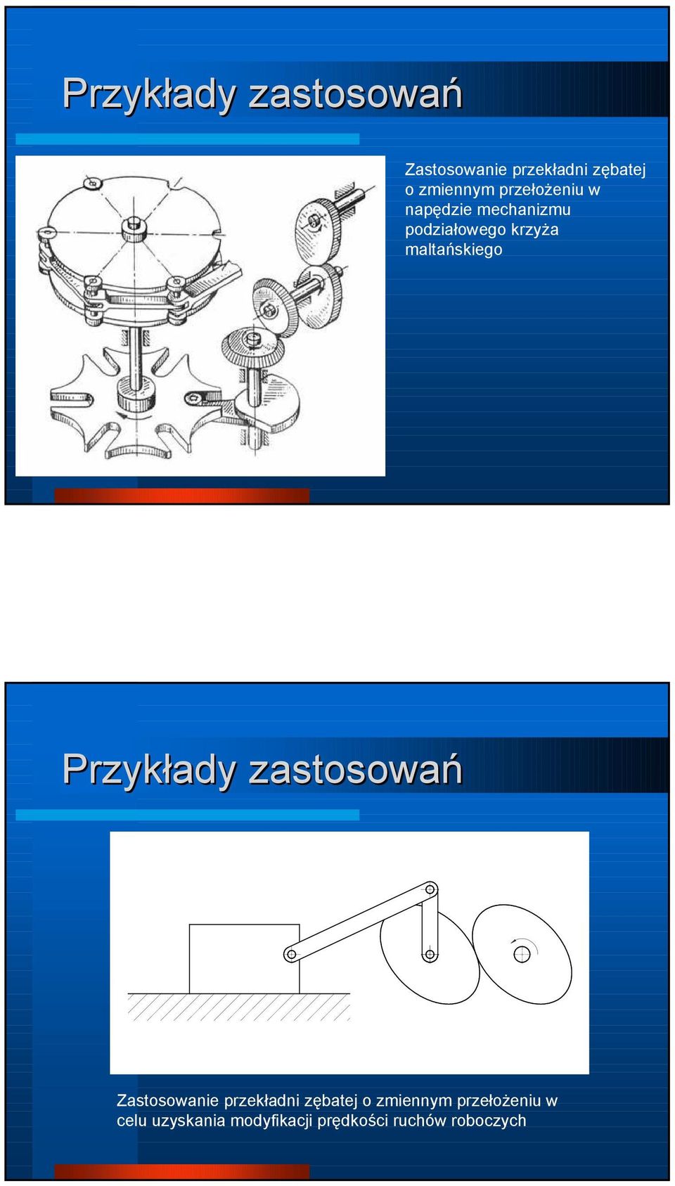 maltańskiego  przełożeniu w celu uzyskania modyfikacji prędkości