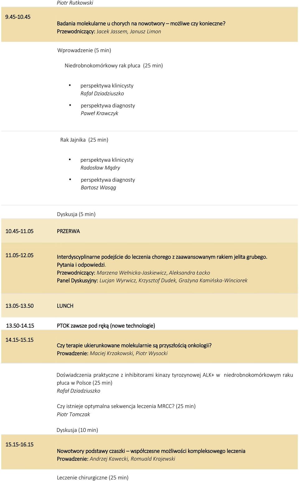 min) perspektywa klinicysty Radosław Mądry perspektywa diagnosty Bartosz Wasąg Dyskusja (5 min) 10.45-11.05 PRZERWA 11.05-12.