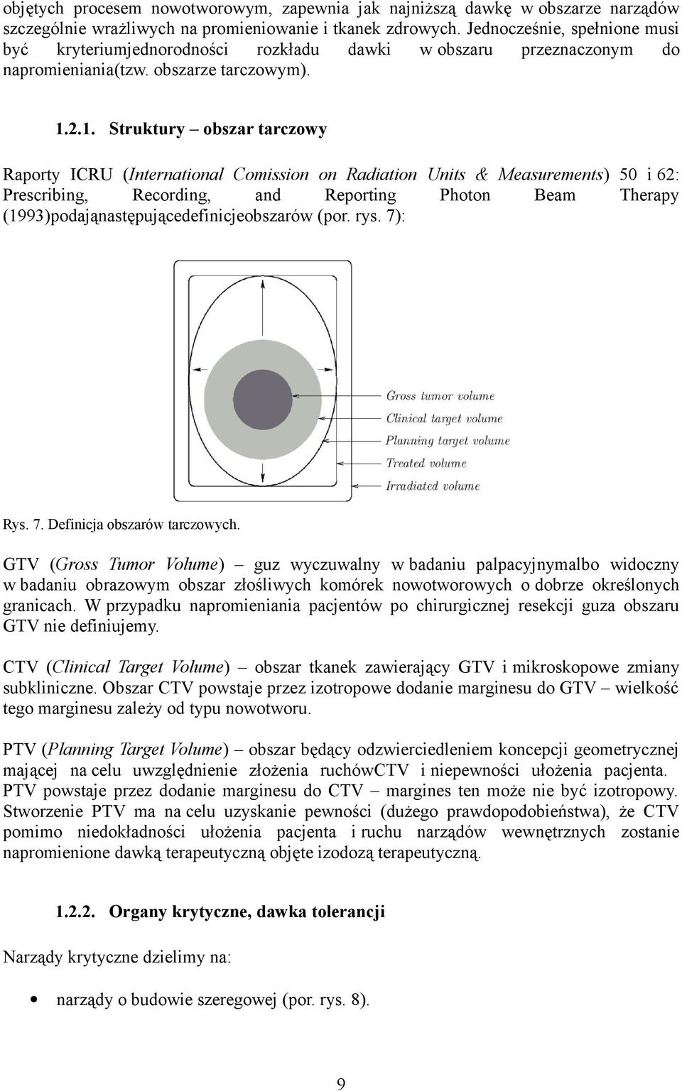 2.1. Struktury obszar tarczowy Raporty ICRU (International Comission on Radiation Units & Measurements) 50 i 62: Prescribing, Recording, and Reporting Photon Beam Therapy