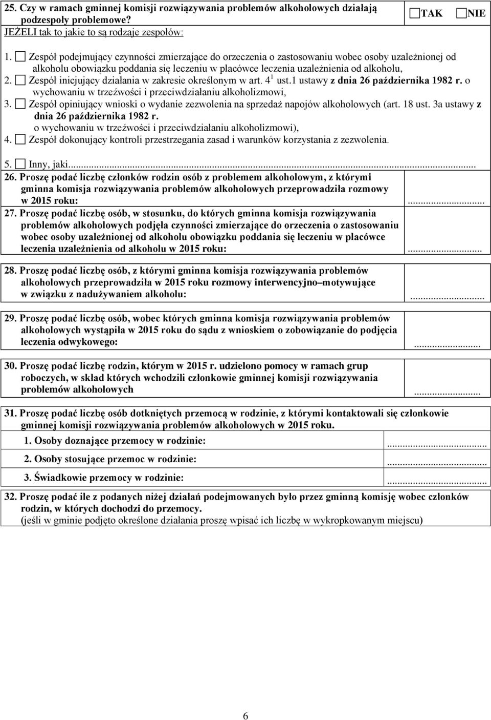 Zespół inicjujący działania w zakresie określonym w art. 4 1 ust.1 ustawy z dnia 26 października 1982 r. o wychowaniu w trzeźwości i przeciwdziałaniu alkoholizmowi, 3.