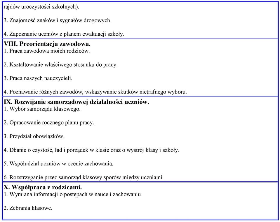 Rozwijanie samorządowej działalności uczniów. 1. Wybór samorządu klasowego. 2. Opracowanie rocznego planu pracy. 3. Przydział obowiązków. 4.