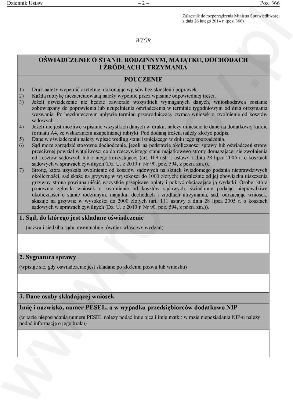 2) Każdą rubrykę niezacieniowaną należy wypełnić przez wpisanie odpowiedniej treści.