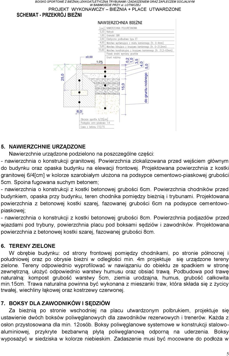 Powierzchnia zlokalizowana przed wejściem głównym do budynku oraz opaska budynku na elewacji frontowej.