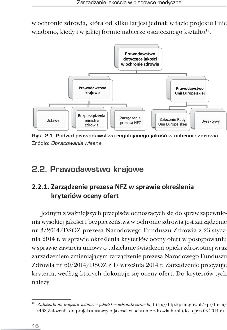 Podział prawodawstwa regulującego jakość w ochronie zdrowia Źródło: Opracowanie własne. 2.2. Prawodawstwo krajowe 2.2.1.
