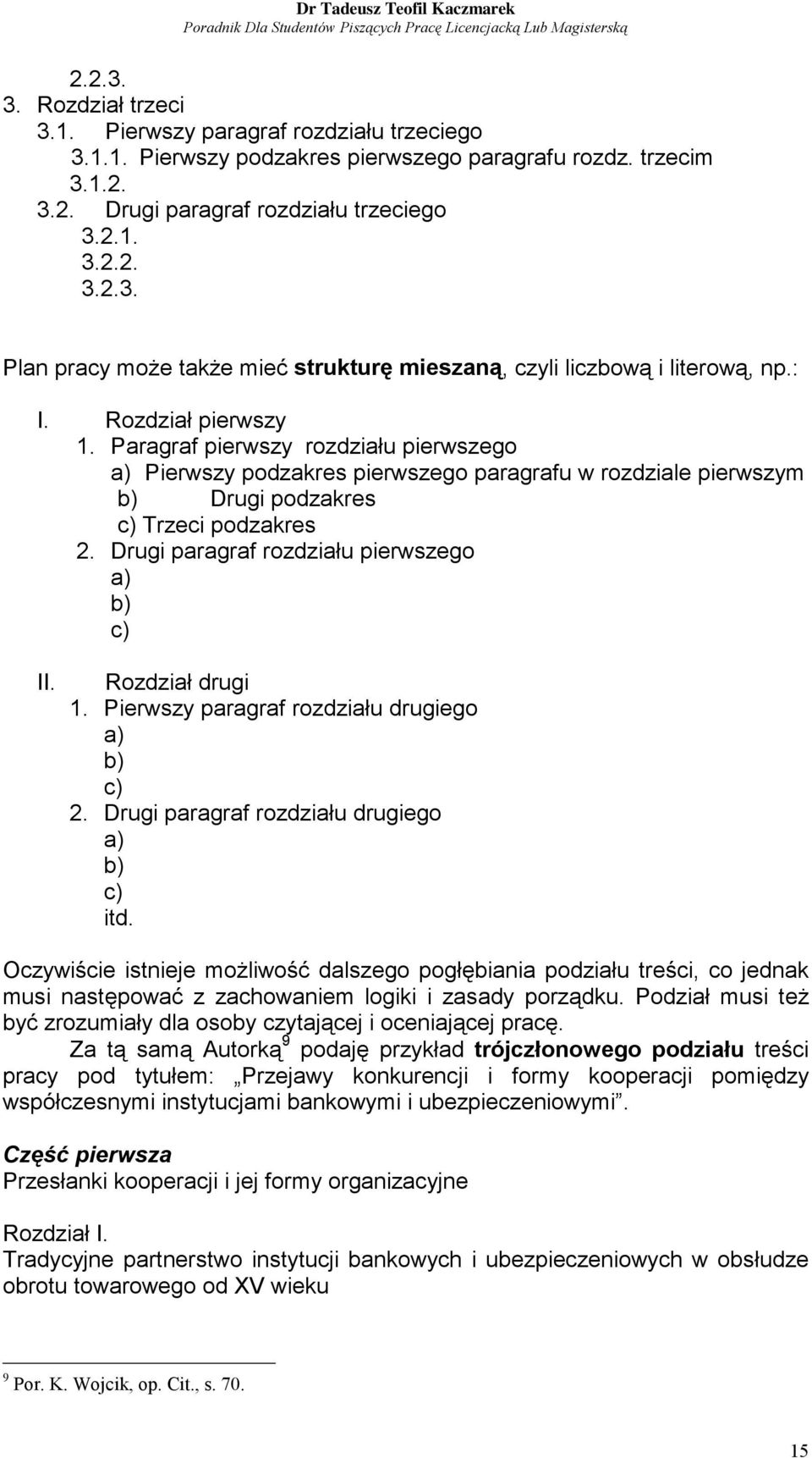 Drugi paragraf rozdziału pierwszego a) b) c) II. Rozdział drugi 1. Pierwszy paragraf rozdziału drugiego a) b) c) 2. Drugi paragraf rozdziału drugiego a) b) c) itd.