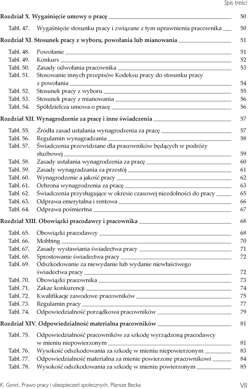 52. Stosunek pracy z wyboru 55 Tabl. 53. Stosunek pracy z mianowania 56 Tabl. 54. Spółdzielcza umowa o pracę 56 Rozdział XII. Wynagrodzenie za pracę i inne świadczenia 57 Tabl. 55. Źródła zasad ustalania wynagrodzenia za pracę 57 Tabl.
