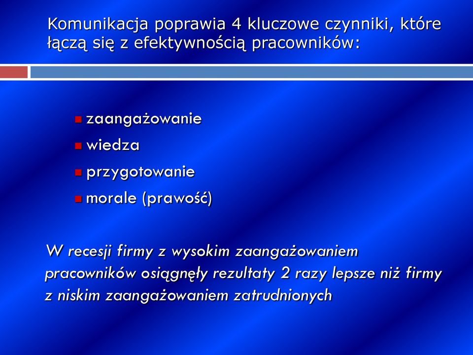 (prawość) W recesji firmy z wysokim zaangażowaniem pracowników
