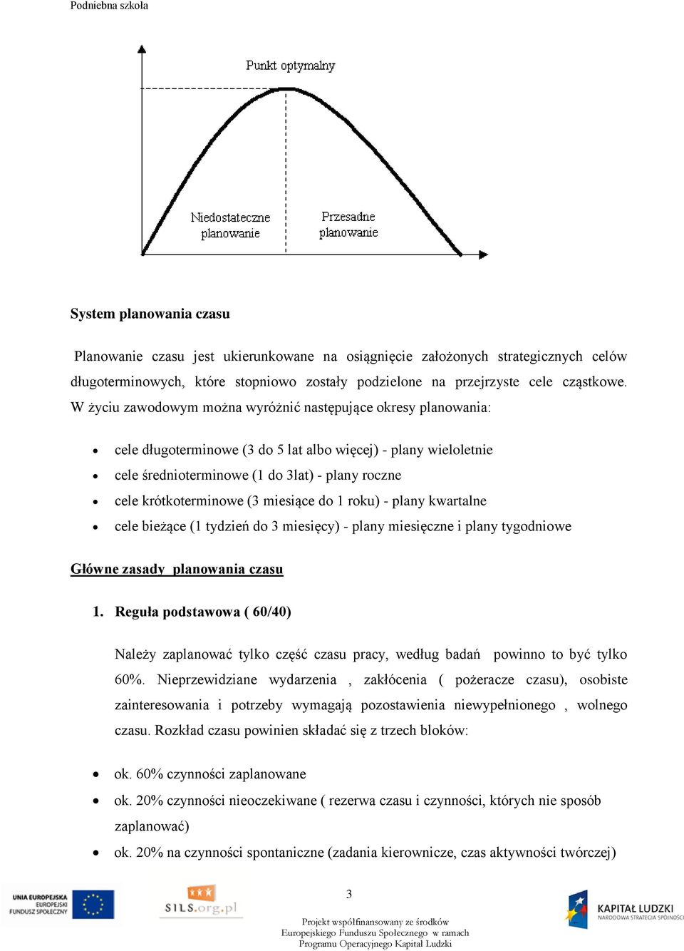 (3 miesiące do 1 roku) - plany kwartalne cele bieżące (1 tydzień do 3 miesięcy) - plany miesięczne i plany tygodniowe Główne zasady planowania czasu 1.