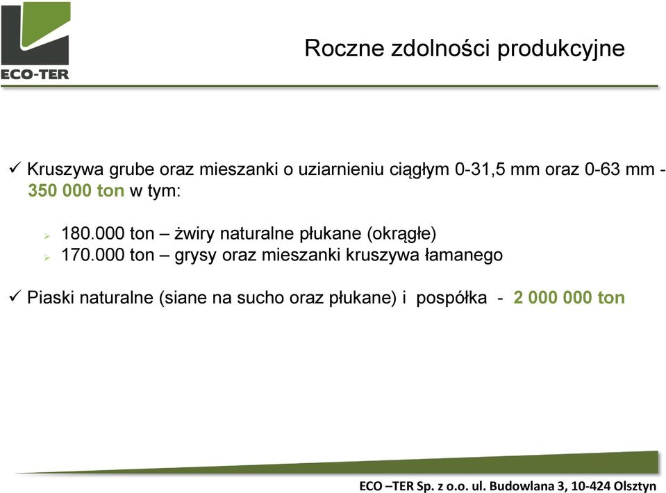 000 ton żwiry naturalne płukane (okrągłe) 170.