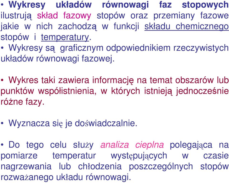 Wykres taki zawiera informację na temat obszarów lub punktów współistnienia, w których istnieją jednocześnie różne fazy.