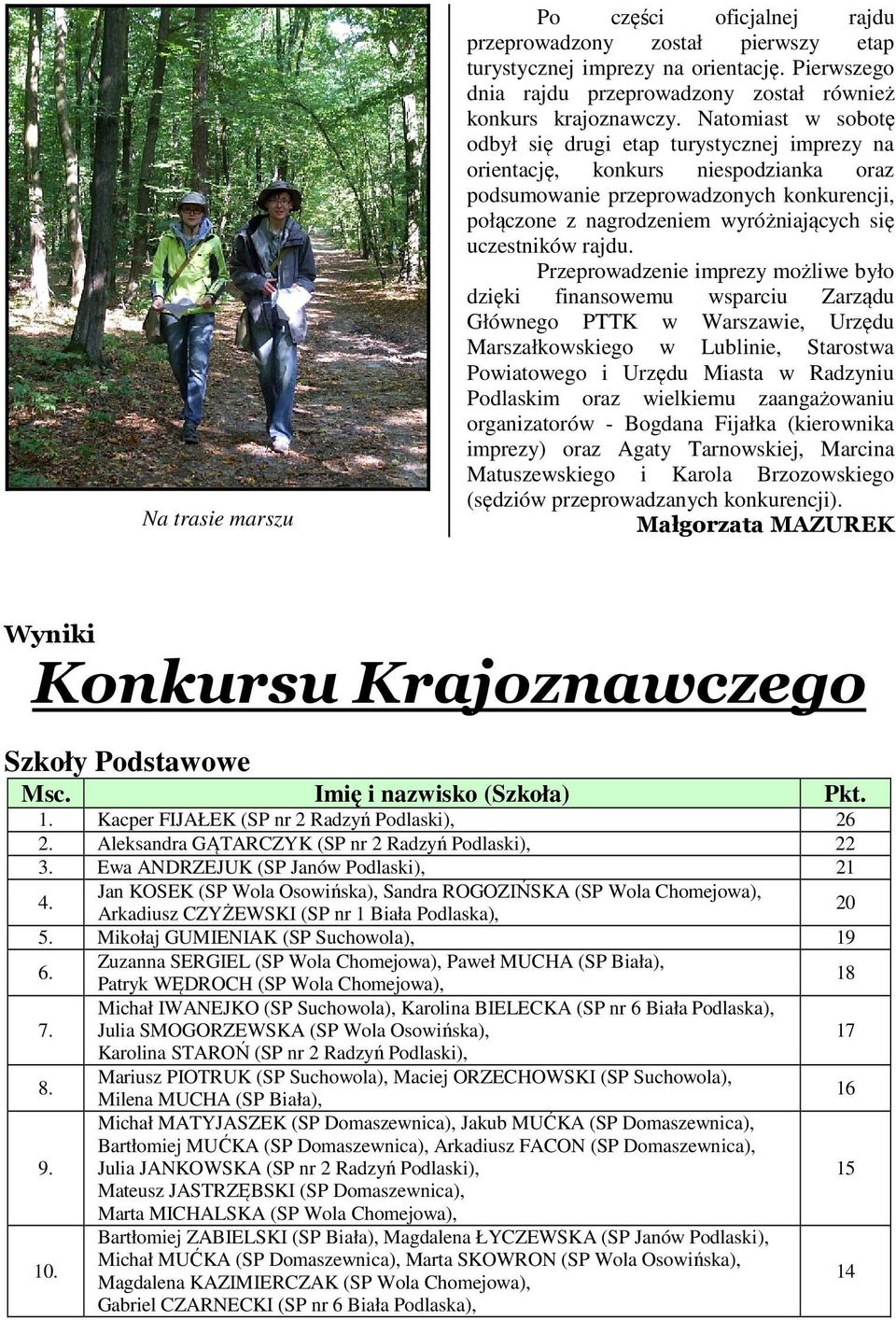 uczestników rajdu.