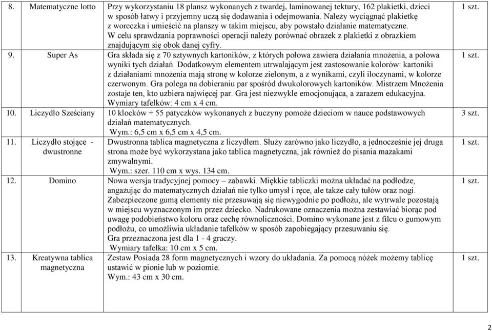 W celu sprawdzania poprawności operacji należy porównać obrazek z plakietki z obrazkiem znajdującym się obok danej cyfry. 9.