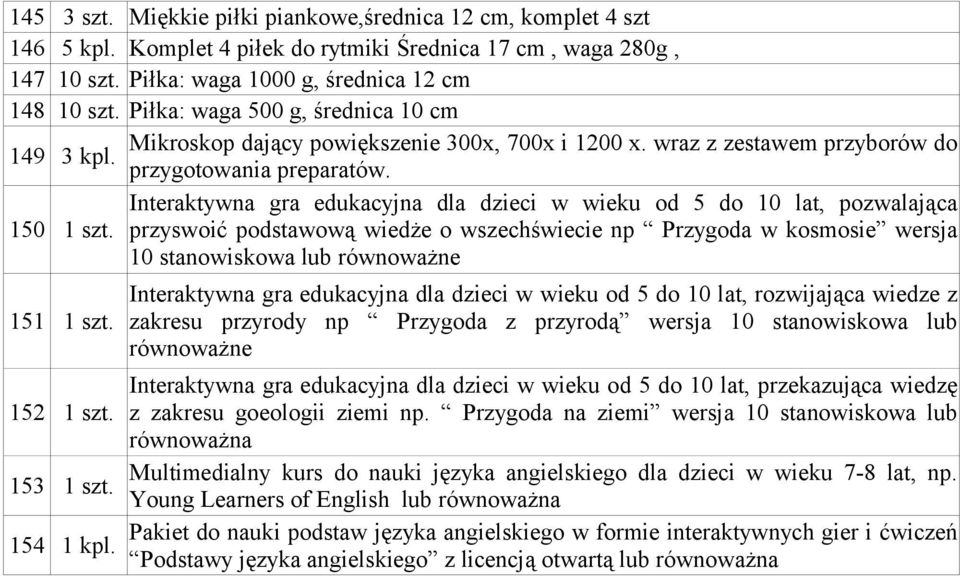 Interaktywna gra edukacyjna dla dzieci w wieku od 5 do 10 lat, pozwalająca 150 1 szt. przyswoić podstawową wiedże o wszechświecie np Przygoda w kosmosie wersja 10 stanowiskowa lub 151 1 szt.