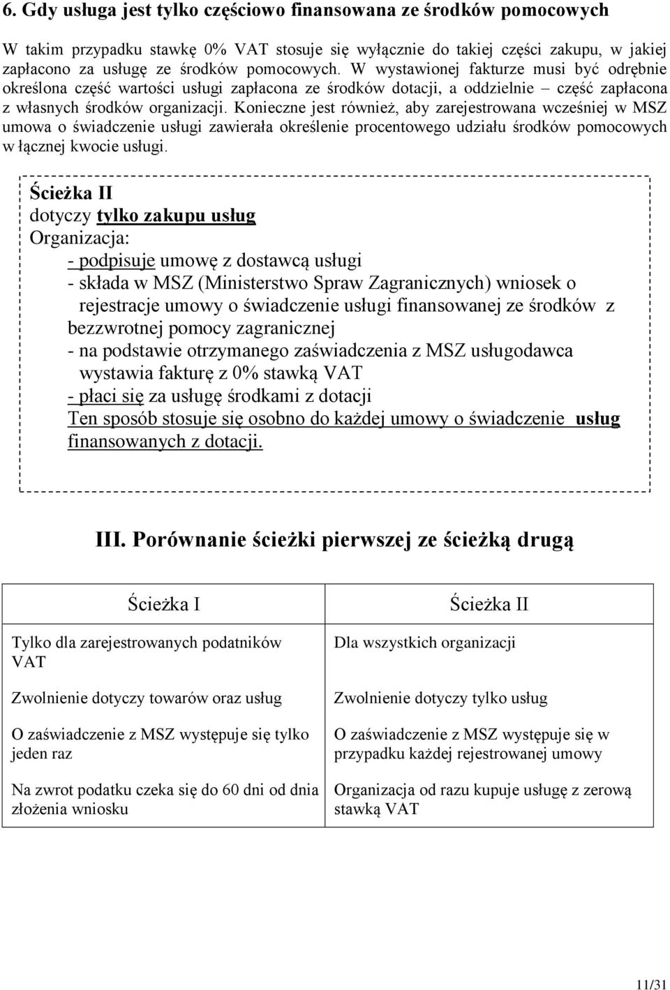 Konieczne jest również, aby zarejestrowana wcześniej w MSZ umowa o świadczenie usługi zawierała określenie procentowego udziału środków pomocowych w łącznej kwocie usługi.