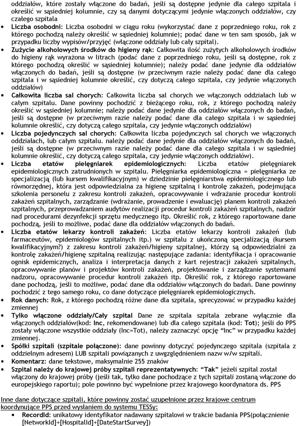 przypadku liczby wypisów/przyjęć (włączone oddziały lub cały szpital).