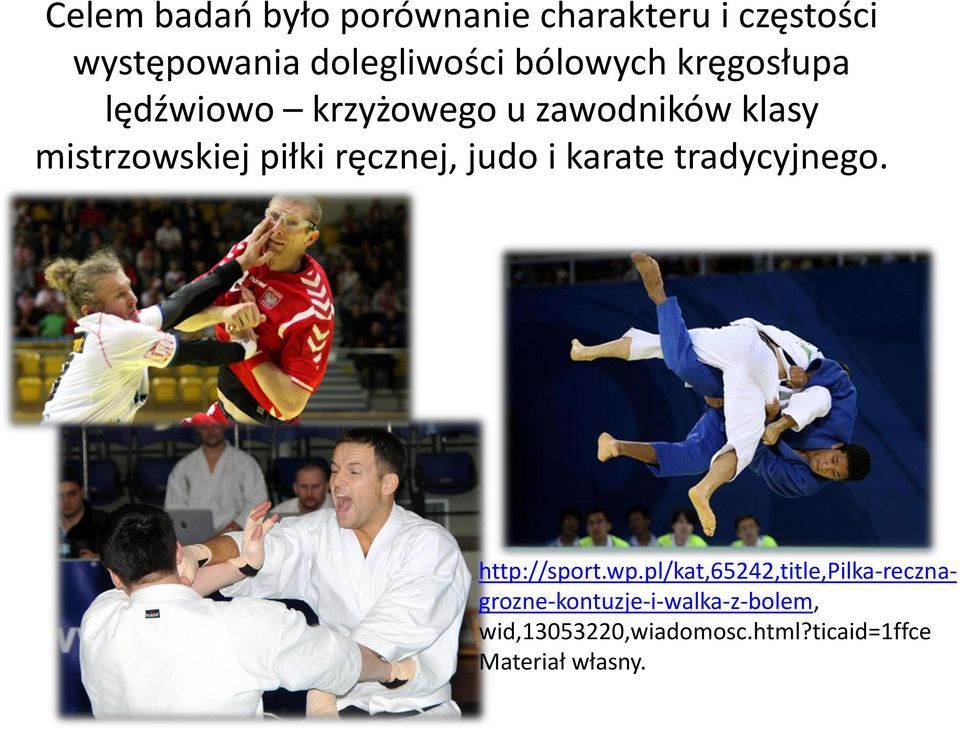ręcznej, judo i karate tradycyjnego. http://sport.wp.